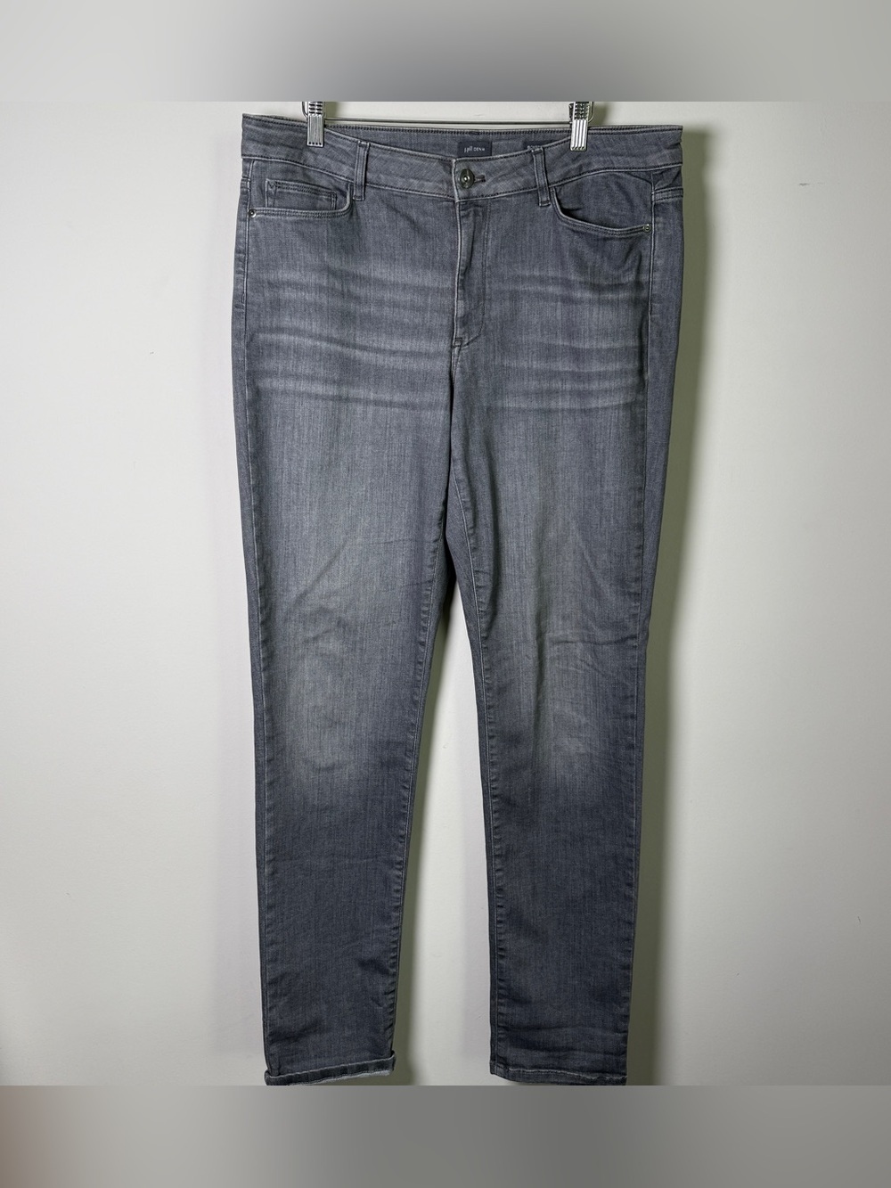 J.Jill Denim Boyfriend Straight Leg Ankle Jeans 14 Tall Gray Wash Tencel Blend